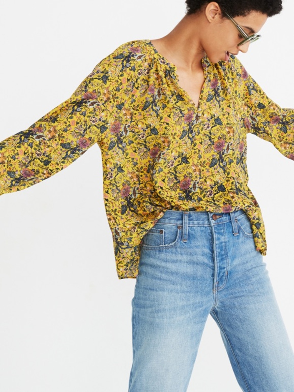 Madewell x Karen Walker Silk Floral Gennaker Top XXS